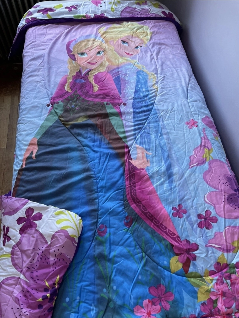 Girls' Frozen-Themed Comforter Set - Pink & Blue